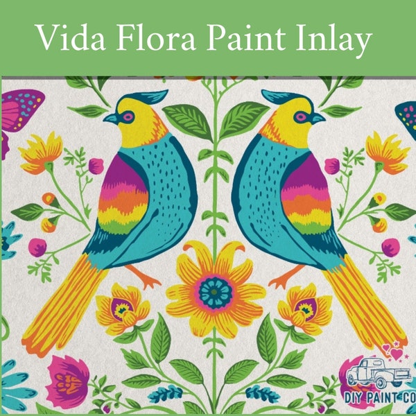 IOD Vida Flora Paint Inlay * Iron Orchid Designs Mexican Floral Flower Designs Birds Butterflies Bright Neon Colors