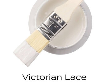 Victorian Lace Fusion Mineral Paint Pint *Soft White Gray Undertones Furniture and Craft No Wax Built In Top Coat Paint