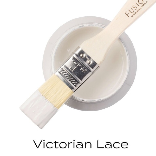 Fusion Victorian Lace Paint Pint * Fusion Mineral Paint Soft White Gray Undertones Furniture and Craft No Wax Built In Top Coat Paint