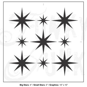 Retro Star Stencil * Funky Junk Vintage Mid Century Modern Star Pattern Starburst Raised Stencil
