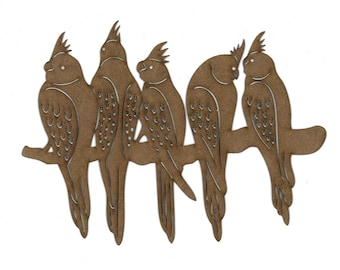 Birds Polyonlay * S142 Wood Applique Laser Cut Cockatiels Birds on a Wire Paintable Bendable Embellishment for Furniture Crafts US Shipper
