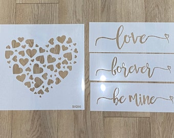 Love Forever Heart Stencil * Muddaritaville Reusable Mylar Wedding Anniversary Shower Gift Sign Pillow Stenciling Paint Valentine Be Mine