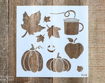 Fall Graphics Stencil Funky Junk Pumpkins Jack o Lantern Apple Coffee Hot Chocolate Maple Leaves