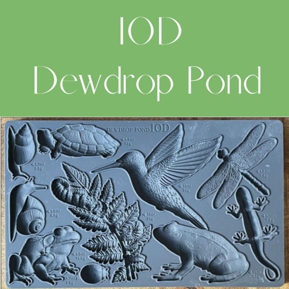 IOD Dewdrop Pond Mould Iron Orchid Designs Frog Hummingbird Snail Toad  Dragonfly Turtle Fern Mold for Clay and Resin Foodsafe 