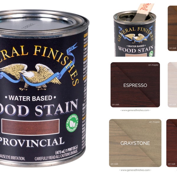 General Finishes Water Based Stain *  GF Wood Stain Wipe on, Brush on, Spray Provincial, Graystone, White Wash, Brown Mahogany Espresso Pint