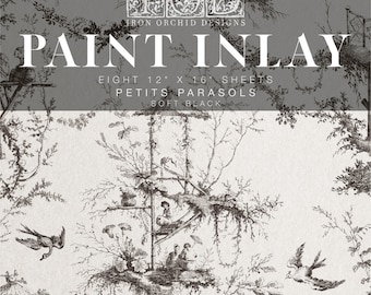 Petits Parasols IOD Paint Inlay * Iron Orchid Designs Chinoiserie Toile Asian Pattern for Furniture, Walls, Decor DIY