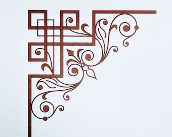 Frilly Squares Corners * C107 Polyonlay Laser Cut Wood Applique Corners Set of TWO Bendable Paintable for Furniture and Crafts * US Shipper