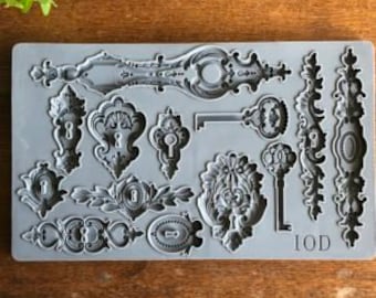 IOD Lock and Key Mould Iron Orchid Designs Furniture Hardware Skeleton Key Resin Mold