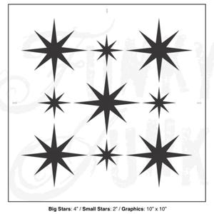 Retro Star Stencil * Funky Junk Vintage Mid Century Modern Star Pattern Starburst Raised Stencil