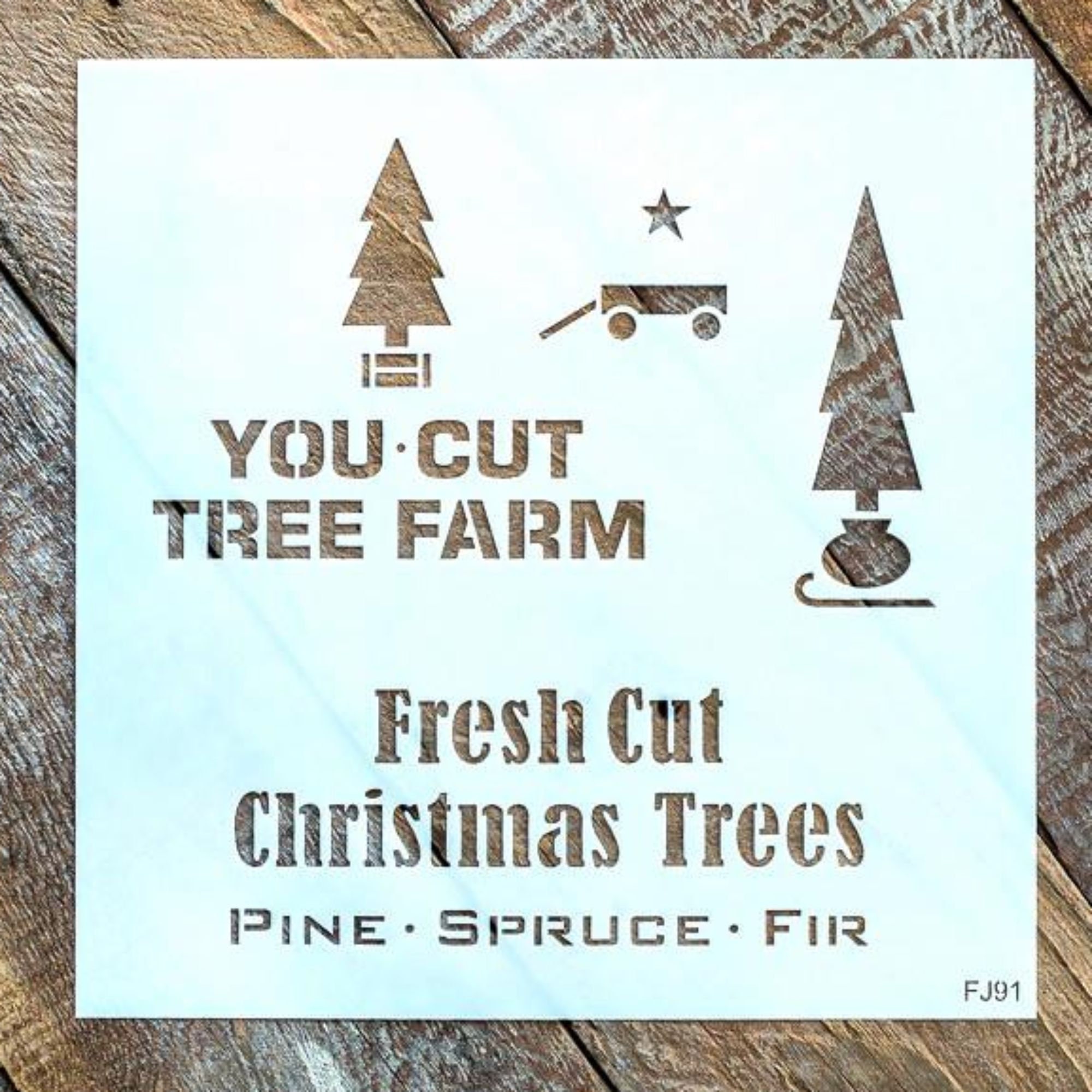 Tall Christmas Tree in Crate stencil by Funky Junk's Old Sign Stencils