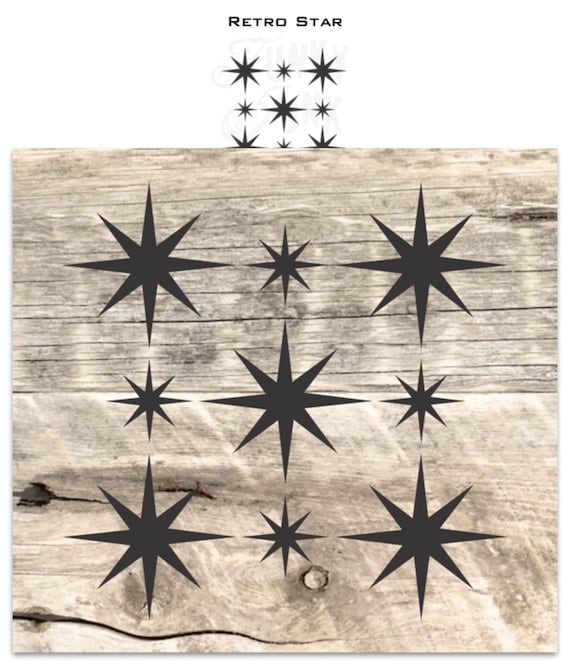 Retro Star Stencil Funky Junk Vintage Mid Century Modern Star Pattern  Starburst Raised Stencil 