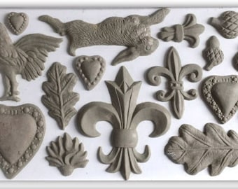 Fleur De Lis IOD Mould * Iron Orchid Designs Rabbit Bunny Heart Rooster Acorn Oak Leaf Spring Valentine Mold