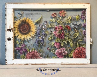 IOD Botanist Journal Press On Transfer * Iron Orchid Designs Floral Garden Full Color Sunflower Decor Transfer