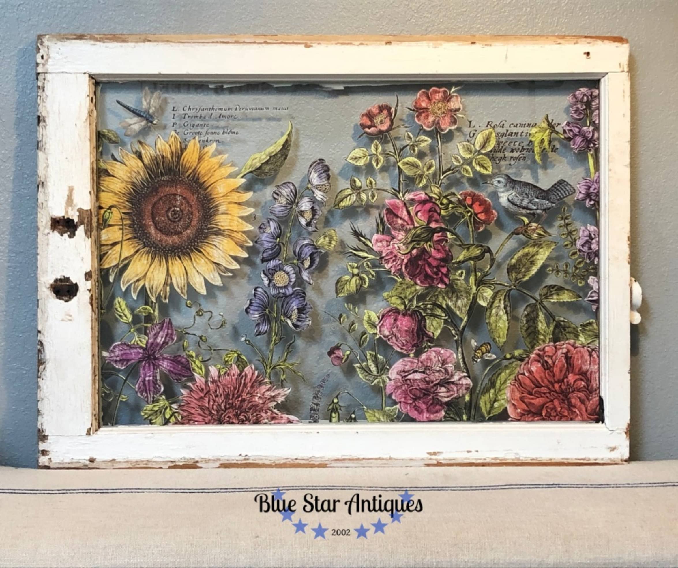 Painterly Florals Transfer - Blue Star Antiques