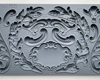 Olive Crest IOD Mould * Iron Orchid Designs Garland Swirls Label Mold for Air Dry Clay or Resin. Food Safe Silicone Mold