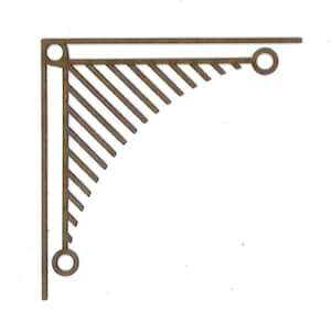 May include: A brown wooden corner design with a decorative pattern of diagonal lines. The design has two circles at the top and bottom.
