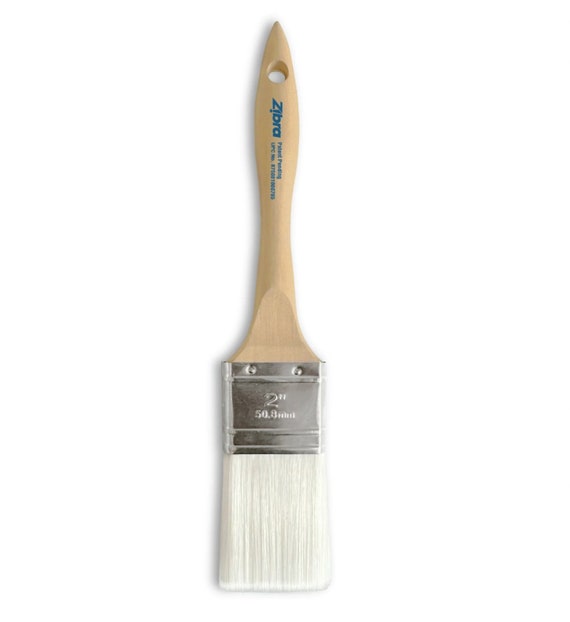 Zibra 2 Flat Paint Brush Synthetic Bristles Hardwood Handle Paint Brush for  Furniture Crafts Wood Trim 