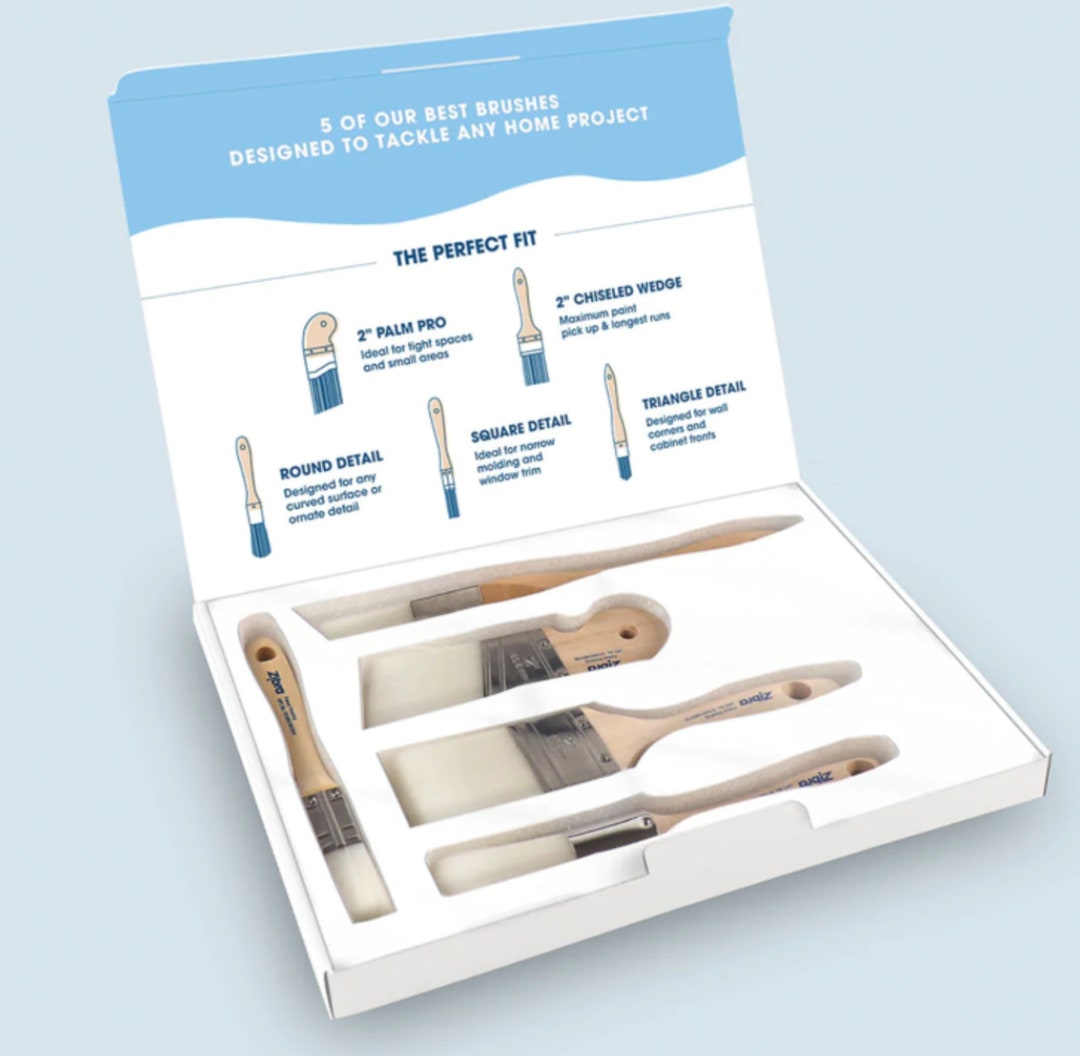 Zibra Best Paintbrush Kit Five Brushes Synthetic Bristle Gift Set