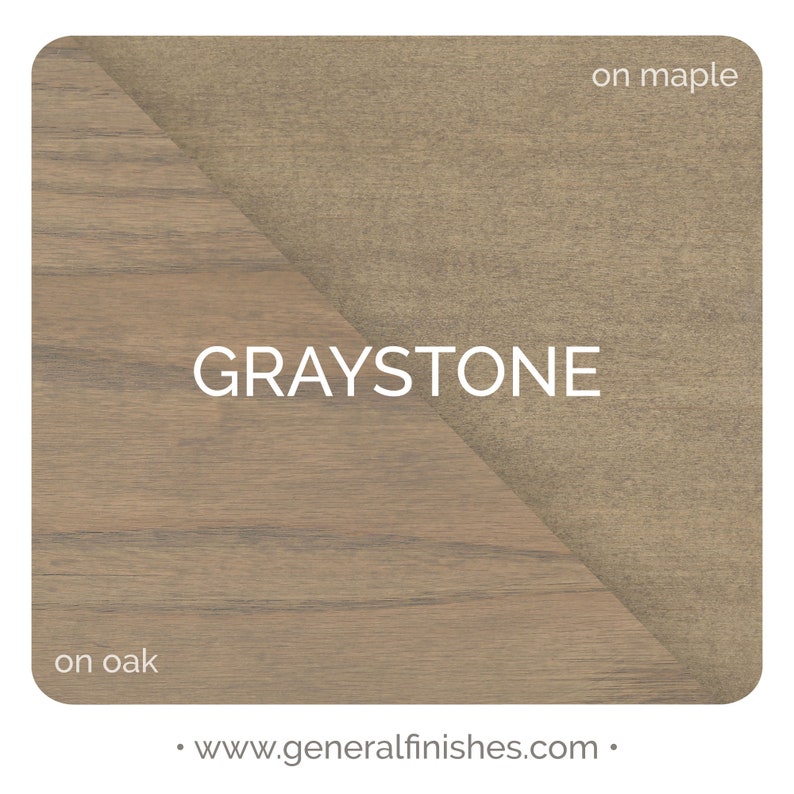 May include: Graystone wood stain color sample on oak and maple wood. The sample shows the color on two different types of wood.