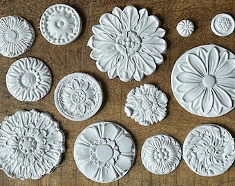 Rosettes IOD Mould * Iron Orchid Designs Flowers Emblems Designs Mold Furniture, Sugar Arts, Crafts using Clay, Resin, Fondant, Chocolate