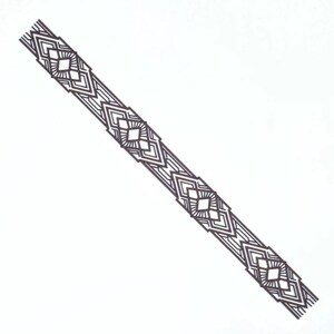 May include: A black and white geometric design with repeating diamond shapes. The design is on a white background.