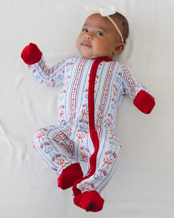 CAROLINE ZIPPY Dainty Toddler Bamboo Pajamas USA Flag