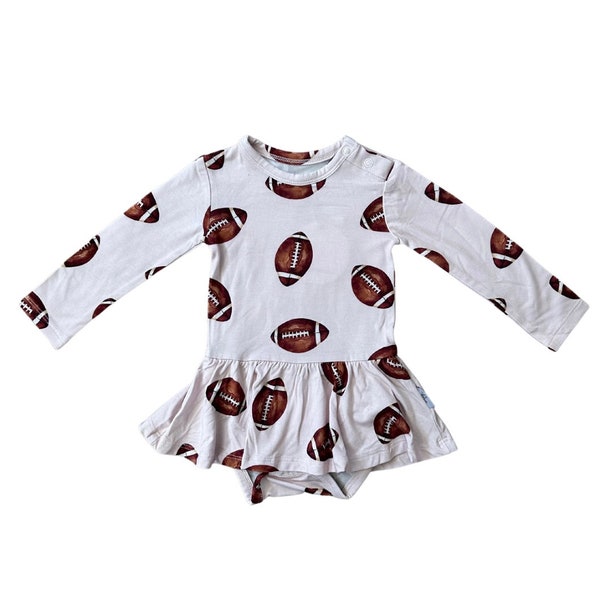 FOOTBALL | Bamboo Baby Toddler | Bodysuit Twirl Dress | Retro | Girl bodysuit dress