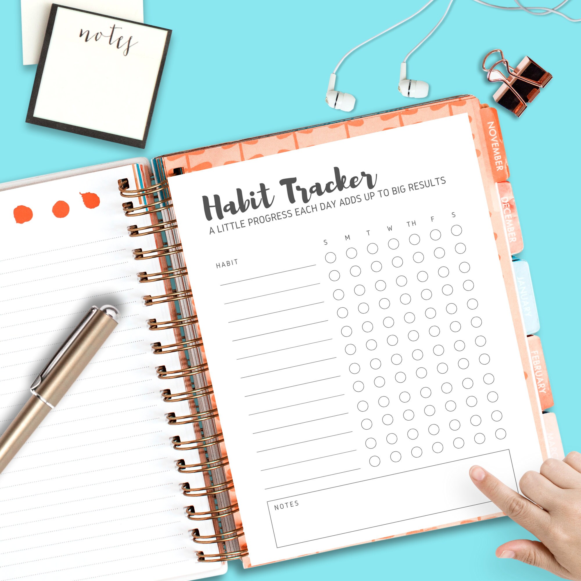 Printable Habit Tracker Letter, A4, A5 Weekly Track Goals Instant ...