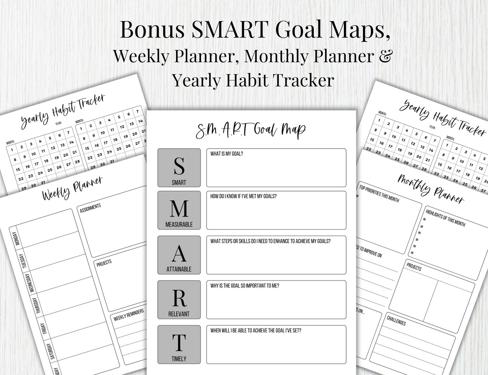 Goal Journal, Goal Planner Printable, Yearly Wrap up Workbook, SMART ...