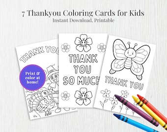 Druckbare Dankeskarten für Kinder, Briefpapier-Set, eigene Farbe, Danke vom Kind, Dankbarkeitsaktivitäten, Frühfertiger