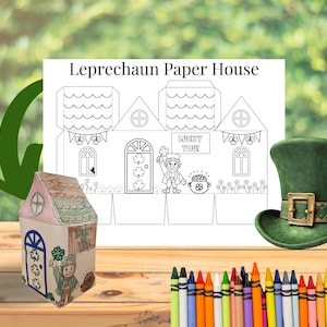 Leprechaun Paper House Kit Activity, St Patricks Day Craft for kids, Classroom activity Homeschool, Printable Leprechaun House 3D, DIY