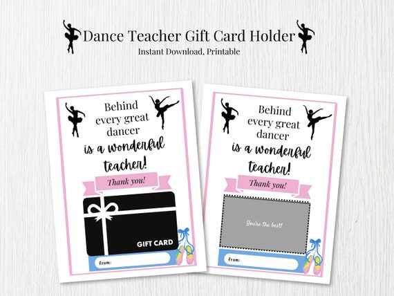 Dance Teacher Gift Card Holder, Dance Teacher Gift Tag Printable, Dance Teacher Thank you gift, Dance Teacher Appreciation Gift from dancer