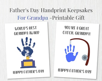 Father's Day gift for Grandpa, DIY gift idea, Gift for Grandpa from kids, Handprint art craft gift, worlds best, fishing gift, personalized