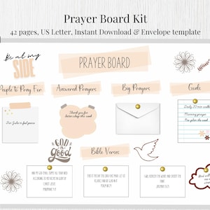 Prayer Board Kit zum Ausdrucken, Bibel-Vers-Board, Creme / Hellbraun-Gebetswand-Kit, Schriftkarten, Gebetsboard-Starterkit, Gebets-Visionsboard