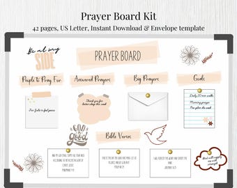 Prayer Board Kit zum Ausdrucken, Bibel-Vers-Board, Creme / Hellbraun-Gebetswand-Kit, Schriftkarten, Gebetsboard-Starterkit, Gebets-Visionsboard