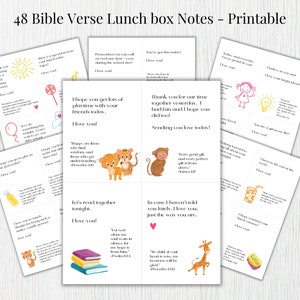 Notas de lancheira para crianças com versículos bíblicos, notas de almoço para crianças, notas de lancheira, carta de amor, cartões de incentivo para impressão, cartão de escritura