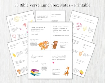 LunchBox Notizen für Kinder mit Bibelversen, Notizen zum Mittagessen für Kinder, Notizen zur Brotdose, Liebesbrief, druckbare Ermutigungskarten, Schriftkarte