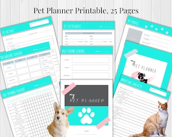 Pet Planner Printable, Pet Care Log, Pet Sitter Instructions, Vet Visit Log, Vaccination, Pet Records Organizer, Pet Health Record
