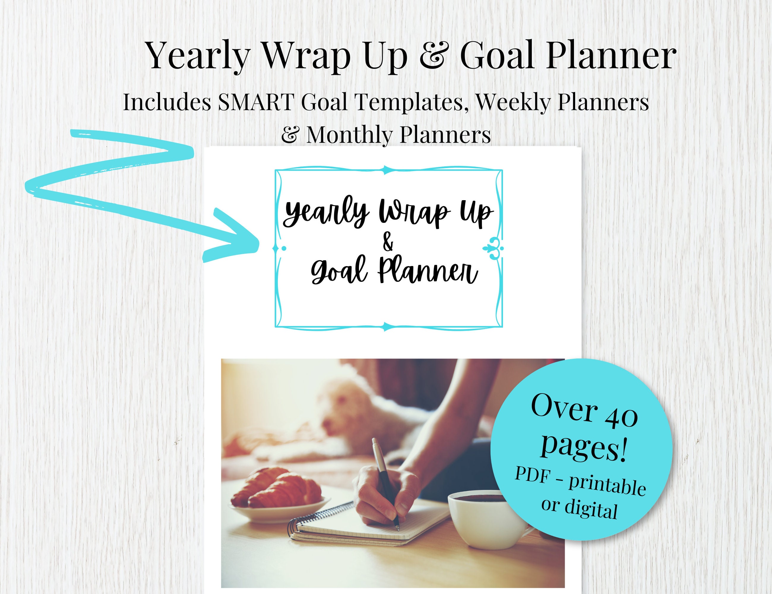 Goal Journal, Goal Planner Printable, Yearly Wrap up Workbook, SMART