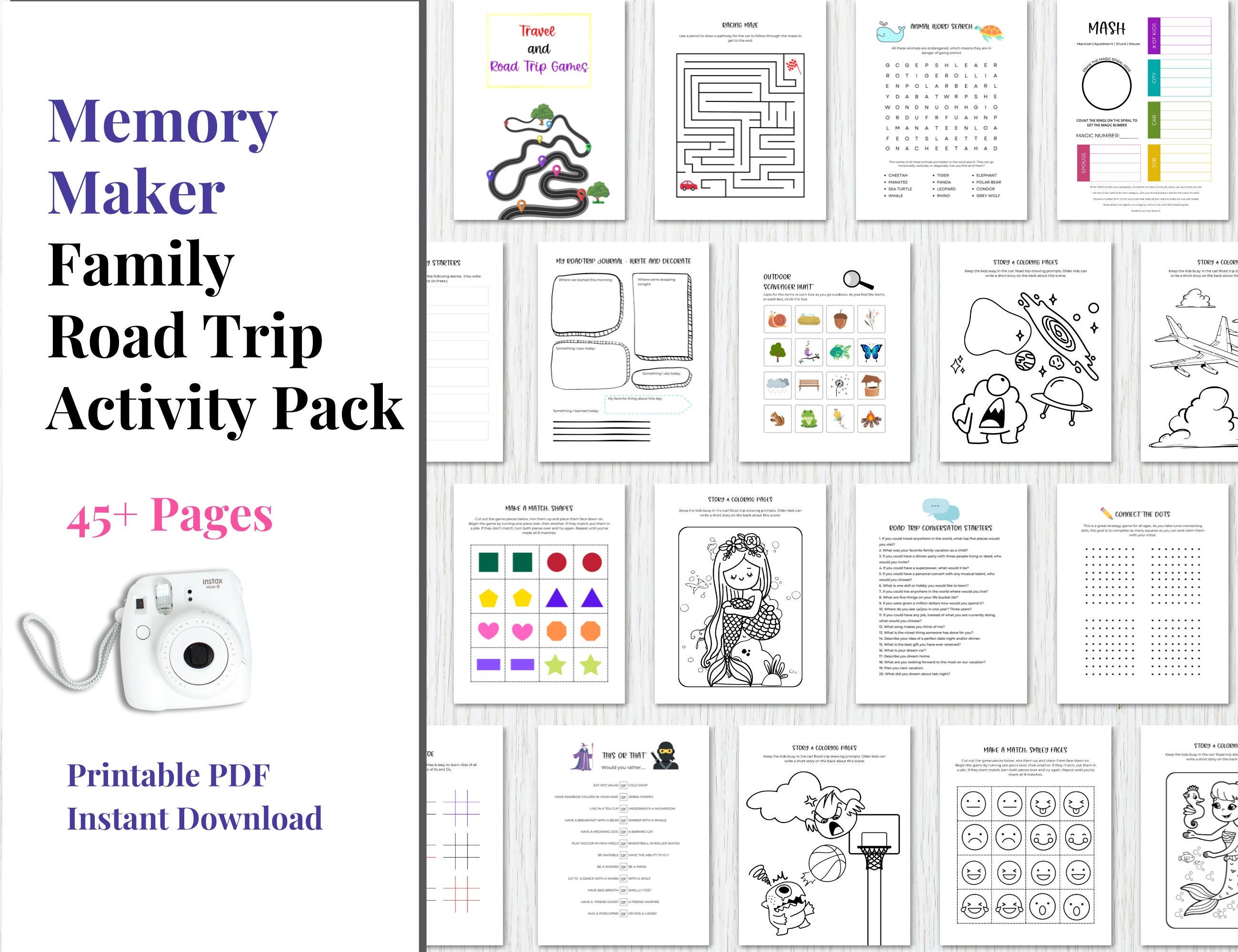 Road Trip Games Printable Road Trip Activities for Kids Car - Etsy