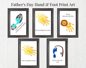 Father's Day Handprint Art Printable, DIY gift for Dad, Happy Father's Day, Keepsake, Gift for Dad from child, Hand print footprint craft