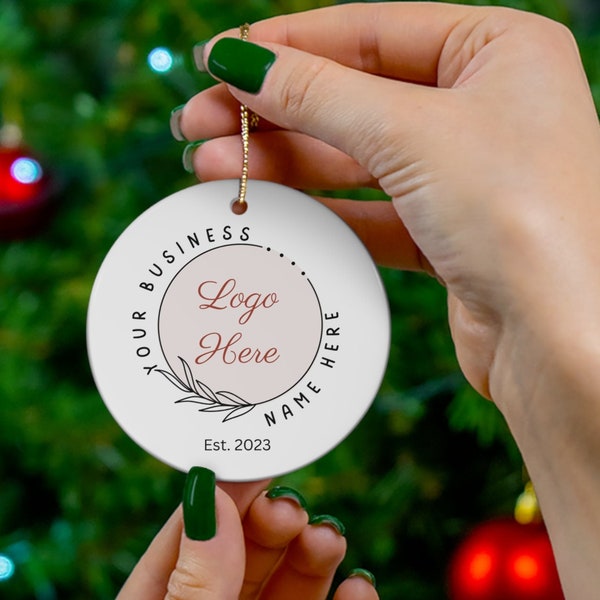 Personalized Business Logo Ceramic Ornament || New Business Owner | Boss Babe | Business Owner Christmas Gift | 2023 Business
