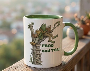 Frog and Toad Mug, Classic Book Lover Gift, Nostalgic Ceramic Coffee Cup, Cottagecore Aesthetic Mug, Retro Storybook Teacher Gift, 11oz 15oz