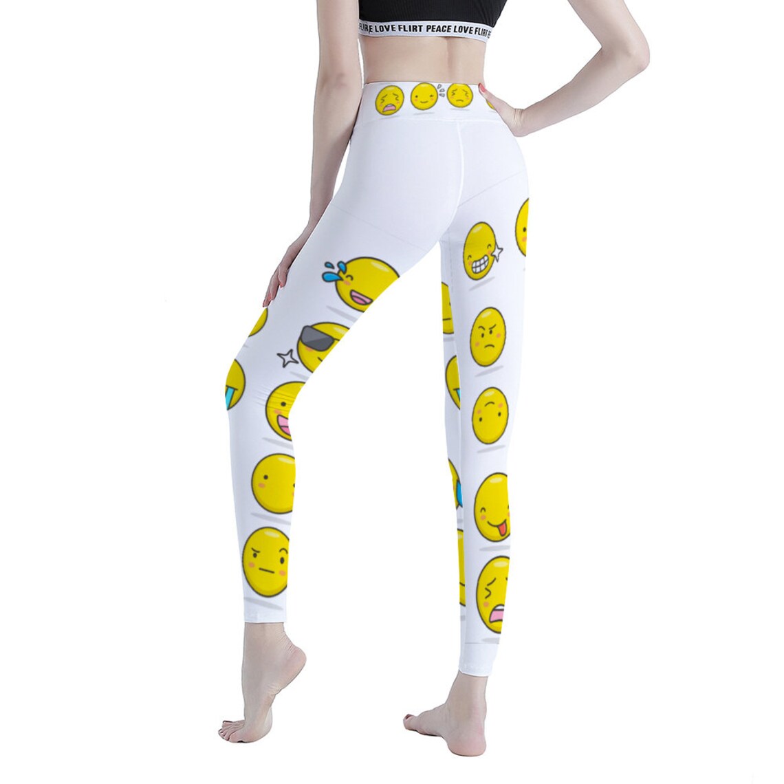 Emoji Leggings Leggings yoga a vita alta con stampa Etsy
