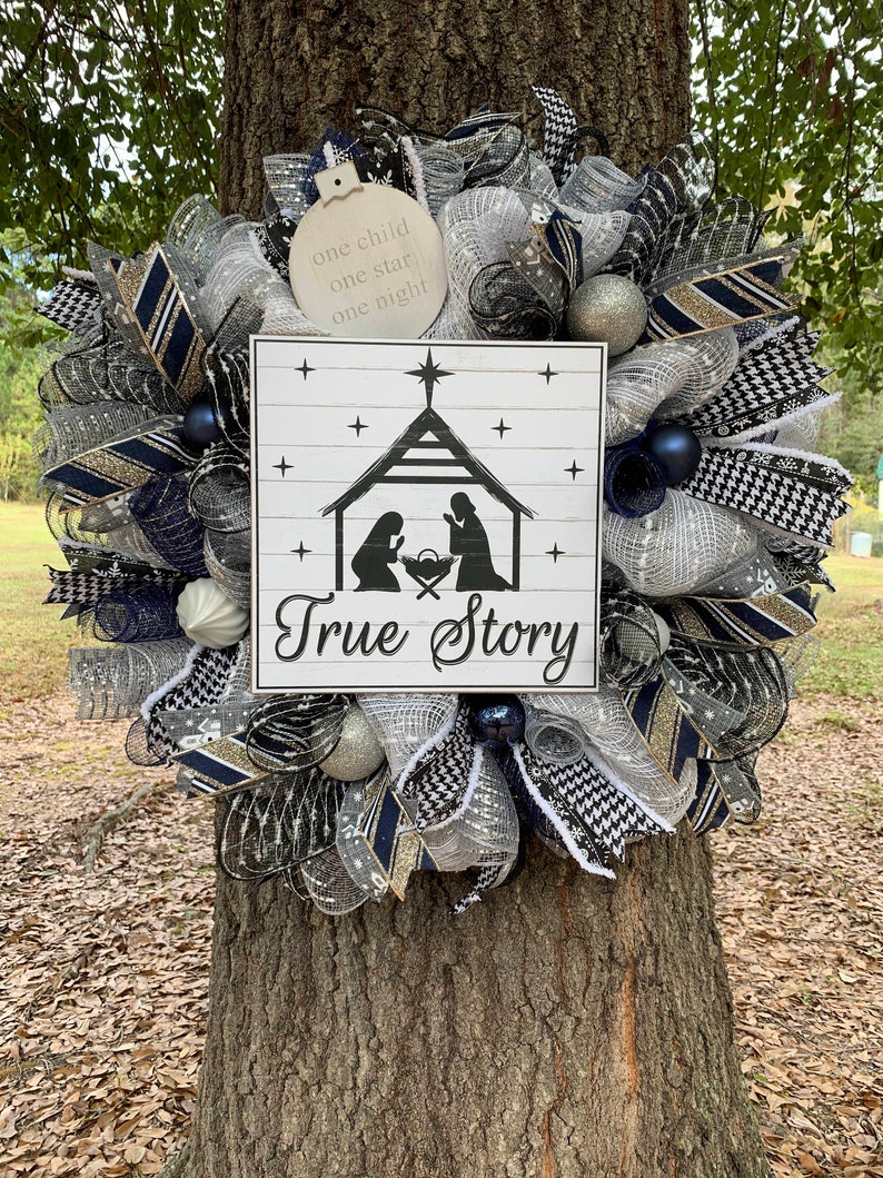 Nativity Scene Christmas Wreath Religious Wreath Etsy