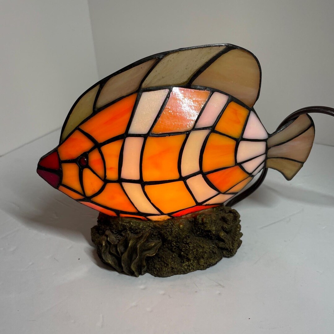 Vintage Tiffany Style Stained Glass Fish Lamp Night Light - Etsy