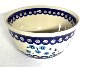 Boleslawiec Polish Pottery Bowl Handmade Painted Poland Peacock Stoneware 6.5&quot;