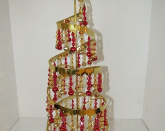 Jingle Bells Table Top Metal Gold Wire Spiral Christmas Tree