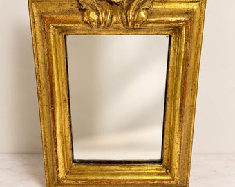 Vintage guldförgylld väggspegel 20 x 15 cm