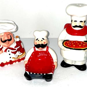 Vtg Italienischer Fat Chef Küche Zubehör - Parmesan - Serviettenhalter - Snack 3 Stk